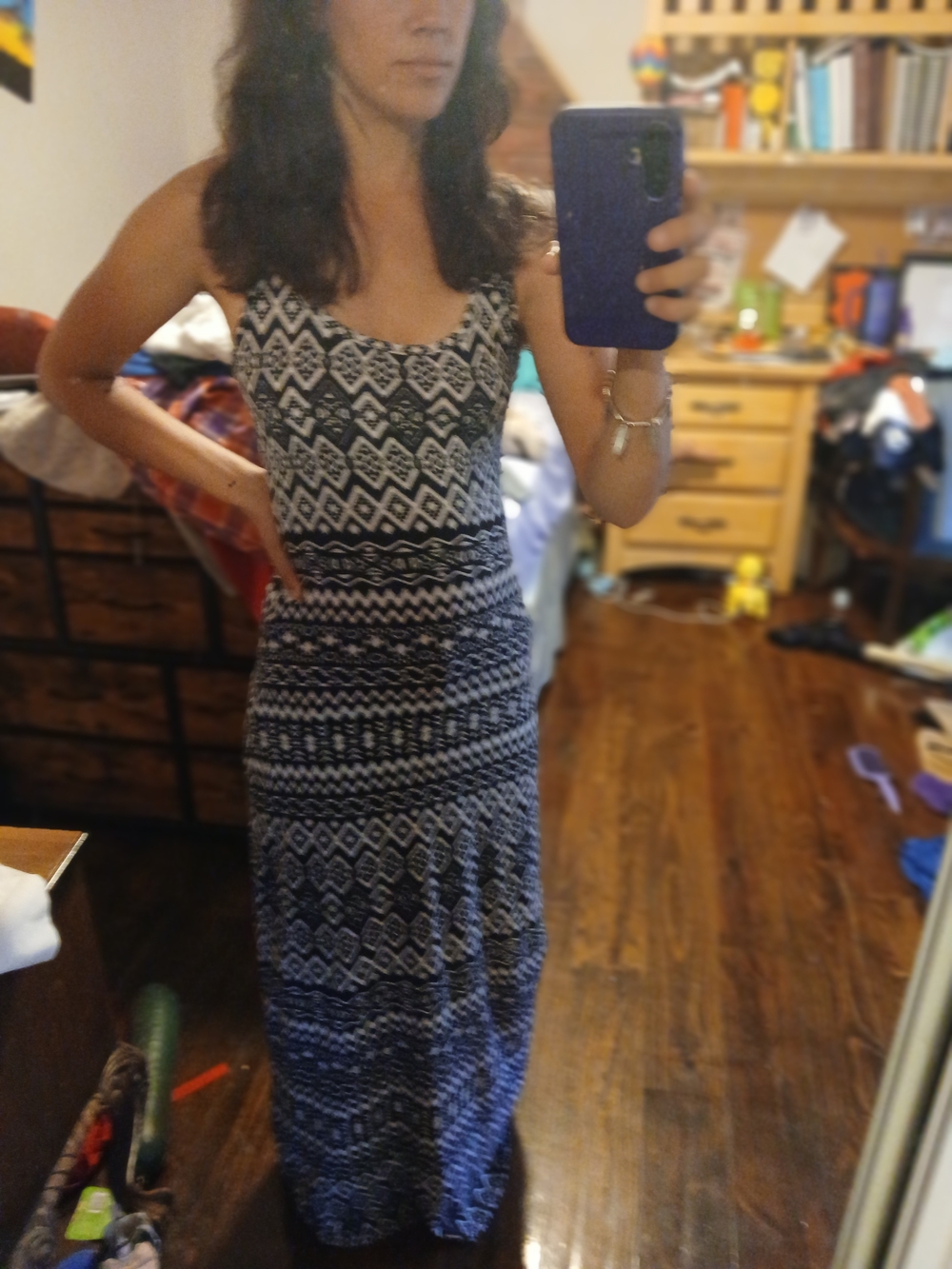 Black & White Geometric Maxi Dress - Women